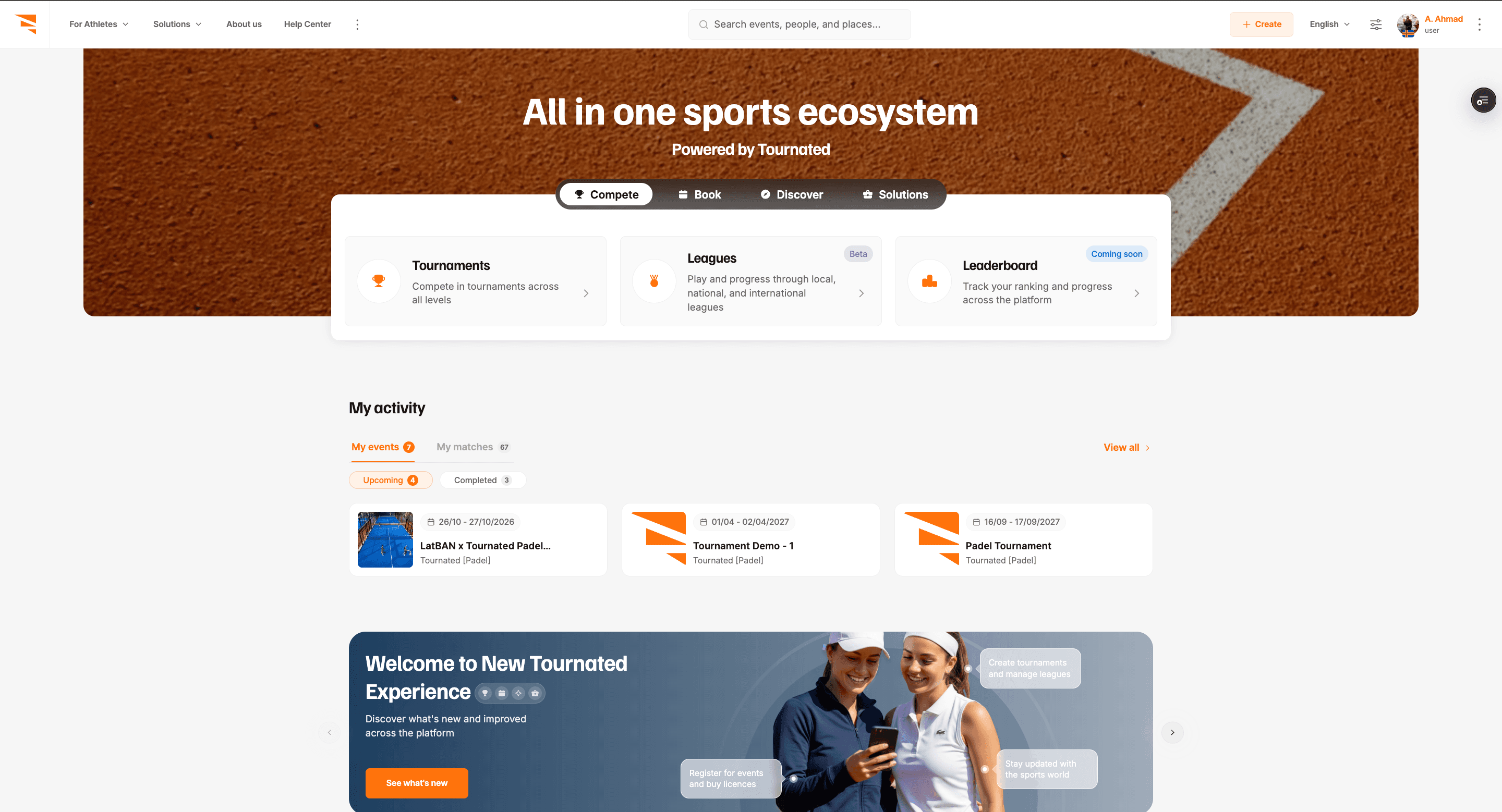 Tournated product screenshot